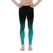 Men's Teal Octopus 3 Gyotaku Leggings